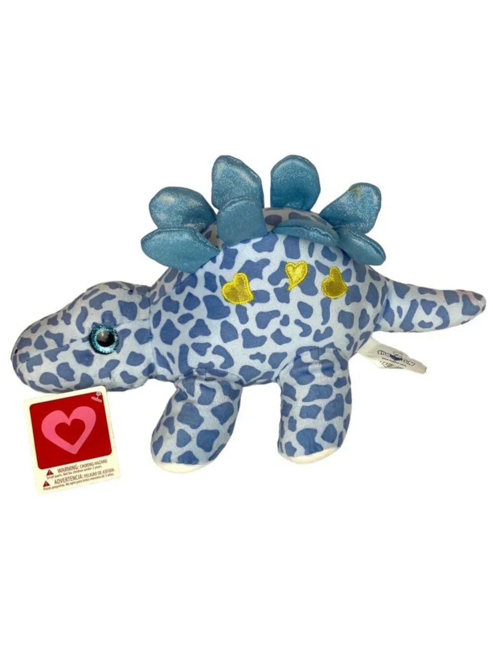 Hugfun Plush Blue Stegosaurus Dinosaur Glitter Spikes Heart Appliqué Walmart